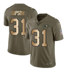 Men's Nike San Francisco 49ers #31 Tashaun Gipson Olive Gold Stitched NFL Limited 2017 Salute To Service Jersey