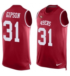 Men's Nike San Francisco 49ers #31 Tashaun Gipson Red Team Color Stitched NFL Limited Tank Top Jersey