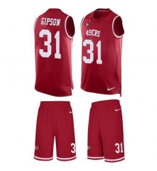 Men's Nike San Francisco 49ers #31 Tashaun Gipson Red Team Color Stitched NFL Limited Tank Top Suit Jersey