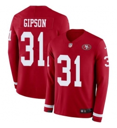 Men's Nike San Francisco 49ers #31 Tashaun Gipson Red Team Color Stitched NFL Limited Therma Long Sleeve Jersey