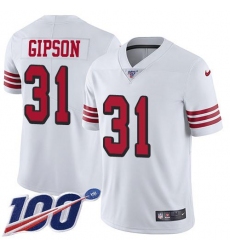 Men's Nike San Francisco 49ers #31 Tashaun Gipson White Rush Stitched NFL Limited 100th Season Jersey