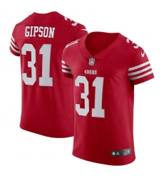 Men's San Francisco 49ers #31 Tashaun Gipson Scarlet Nike 2022-23 Authentic Stitched NFL Vapor Untouchable Elite Jersey