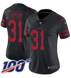 Women's Nike San Francisco 49ers #31 Tashaun Gipson Black Alternate Stitched NFL 100th Season Vapor Limited Jersey