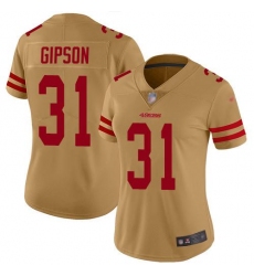 Women's Nike San Francisco 49ers #31 Tashaun Gipson Gold Stitched NFL Limited Inverted Legend Jersey