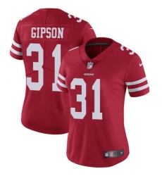 Women's Nike San Francisco 49ers #31 Tashaun Gipson Red Team Color Stitched NFL Vapor Untouchable Limited Jersey