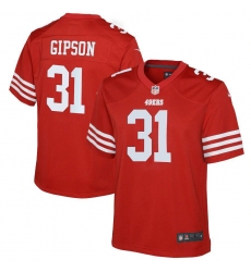 Youth San Francisco 49ers #31 Tashaun Gipson Scarlet 2022-23 Nike NFL Game Jersey