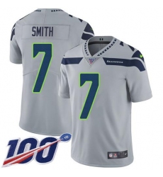 Men's Nike Seattle Seahawks #7 Geno Smith Grey Alternate Stitched NFL 100th Season Vapor Untouchable Limited Jersey