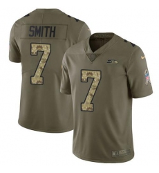 Men's Nike Seattle Seahawks #7 Geno Smith Olive Camo Stitched NFL Limited 2017 Salute To Service Jersey