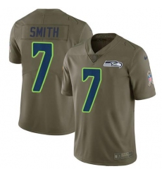 Men's Nike Seattle Seahawks #7 Geno Smith Olive Stitched NFL Limited 2017 Salute To Service Jersey