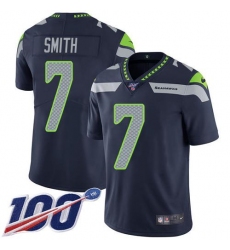 Men's Nike Seattle Seahawks #7 Geno Smith Steel Blue Team Color Stitched NFL 100th Season Vapor Untouchable Limited Jersey