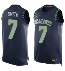 Men's Nike Seattle Seahawks #7 Geno Smith Steel Blue Team Color Stitched NFL Limited Tank Top Jersey