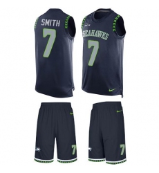 Men's Nike Seattle Seahawks #7 Geno Smith Steel Blue Team Color Stitched NFL Limited Tank Top Suit Jersey