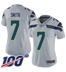 Women's Nike Seattle Seahawks #7 Geno Smith Grey Alternate Stitched NFL 100th Season Vapor Untouchable Limited Jersey