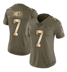 Women's Nike Seattle Seahawks #7 Geno Smith Olive Gold Stitched NFL Limited 2017 Salute To Service Jersey