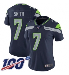 Women's Nike Seattle Seahawks #7 Geno Smith Steel Blue Team Color Stitched NFL 100th Season Vapor Untouchable Limited Jersey