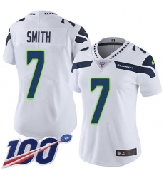 Women's Nike Seattle Seahawks #7 Geno Smith White Stitched NFL 100th Season Vapor Limited Jersey