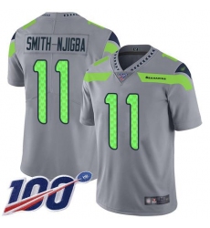 Men's Nike Seattle Seahawks #11 Jaxon Smith-Njigba Gray Stitched NFL Limited Inverted Legend 100th Season Jersey