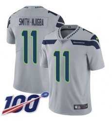 Men's Nike Seattle Seahawks #11 Jaxon Smith-Njigba Grey Alternate Stitched NFL 100th Season Vapor Untouchable Limited Jersey