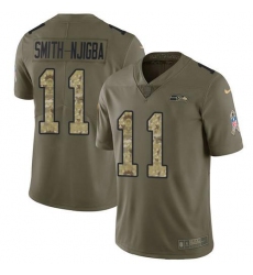 Men's Nike Seattle Seahawks #11 Jaxon Smith-Njigba Olive Camo Stitched NFL Limited 2017 Salute To Service Jersey