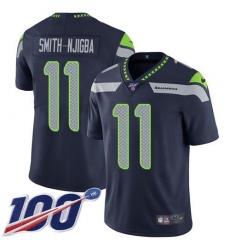 Men's Nike Seattle Seahawks #11 Jaxon Smith-Njigba Steel Blue Team Color Stitched NFL 100th Season Vapor Untouchable Limited Jersey