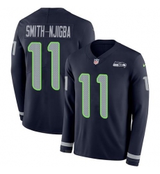 Men's Nike Seattle Seahawks #11 Jaxon Smith-Njigba Steel Blue Team Color Stitched NFL Limited Therma Long Sleeve Jersey