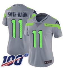 Women's Nike Seattle Seahawks #11 Jaxon Smith-Njigba Gray Stitched NFL Limited Inverted Legend 100th Season Jersey