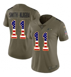 Women's Nike Seattle Seahawks #11 Jaxon Smith-Njigba Olive USA Flag Stitched NFL Limited 2017 Salute To Service Jersey