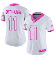 Women's Nike Seattle Seahawks #11 Jaxon Smith-Njigba White Pink Stitched NFL Limited Rush Fashion Jersey