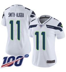 Women's Nike Seattle Seahawks #11 Jaxon Smith-Njigba White Stitched NFL 100th Season Vapor Limited Jersey