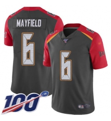 Men's Nike Tampa Bay Buccaneers #6 Baker Mayfield Gray Stitched NFL Limited Inverted Legend 100th Season Jersey