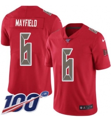 Men's Nike Tampa Bay Buccaneers #6 Baker Mayfield Red Stitched NFL Limited Rush 100th Season Jersey