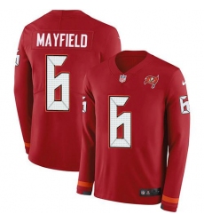 Men's Nike Tampa Bay Buccaneers #6 Baker Mayfield Red Team Color Stitched NFL Limited Therma Long Sleeve Jersey