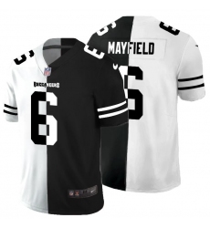 Men's Tampa Bay Buccaneers #6 Baker Mayfield Black V White Peace Split Nike Vapor Untouchable Limited NFL Jersey