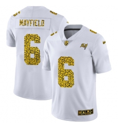 Men's Tampa Bay Buccaneers #6 Baker Mayfield Nike Flocked Leopard Print Vapor Limited NFL Jersey White