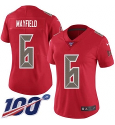 Women's Nike Tampa Bay Buccaneers #6 Baker Mayfield Red Stitched NFL Limited Rush 100th Season Jersey