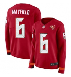 Women's Nike Tampa Bay Buccaneers #6 Baker Mayfield Red Team Color Stitched NFL Limited Therma Long Sleeve Jersey