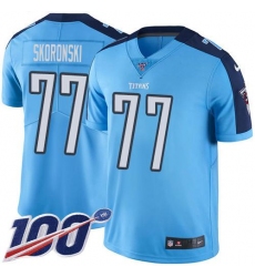 Men's Nike Tennessee Titans #77 Peter Skoronski Light Blue Stitched NFL Limited Rush 100th Season Jersey