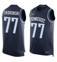 Men's Nike Tennessee Titans #77 Peter Skoronski Navy Blue Team Color Stitched NFL Limited Tank Top Jersey