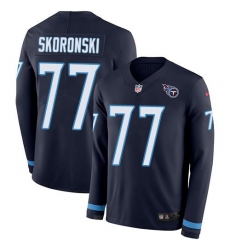 Men's Nike Tennessee Titans #77 Peter Skoronski Navy Blue Team Color Stitched NFL Limited Therma Long Sleeve Jersey