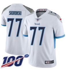 Men's Nike Tennessee Titans #77 Peter Skoronski White Stitched NFL 100th Season Vapor Limited Jersey