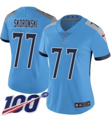 Women's Nike Tennessee Titans #77 Peter Skoronski Light Blue Alternate Stitched NFL 100th Season Vapor Limited Jersey