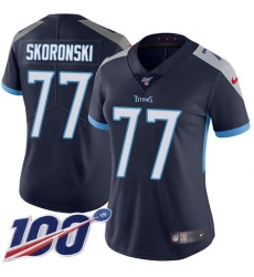 Women's Nike Tennessee Titans #77 Peter Skoronski Navy Blue Team Color Stitched NFL 100th Season Vapor Limited Jersey