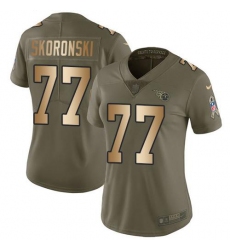 Women's Nike Tennessee Titans #77 Peter Skoronski Olive Gold Stitched NFL Limited 2017 Salute To Service Jersey