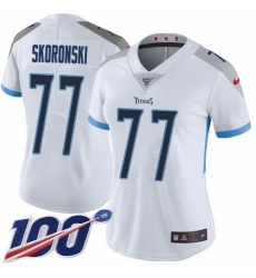 Women's Nike Tennessee Titans #77 Peter Skoronski White Stitched NFL 100th Season Vapor Limited Jersey