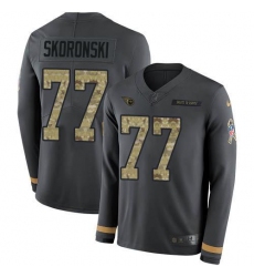 Youth Nike Tennessee Titans #77 Peter Skoronski Anthracite Salute To Service Stitched NFL Limited Therma Long Sleeve Jersey