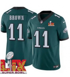 Unisex Philadelphia Eagles #11 A.J. Brown Green 2025 Super Bowl LIX F.U.S.E. Stitched NFL Jersey