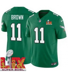 Unisex Philadelphia Eagles #11 A.J. Brown Kelly Green 2025 Super Bowl LIX F.U.S.E. Stitched NFL Jersey