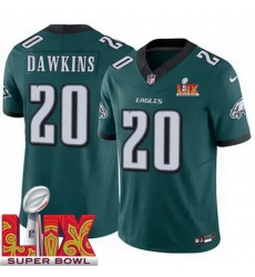 Unisex Philadelphia Eagles #20 Brian Dawkins Green 2025 Super Bowl LIX F.U.S.E. Stitched NFL Jersey