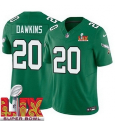 Unisex Philadelphia Eagles #20 Brian Dawkins Kelly Green 2025 Super Bowl LIX F.U.S.E. Stitched NFL Jersey