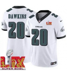 Unisex Philadelphia Eagles #20 Brian Dawkins White 2025 Super Bowl LIX F.U.S.E. Stitched NFL Jersey